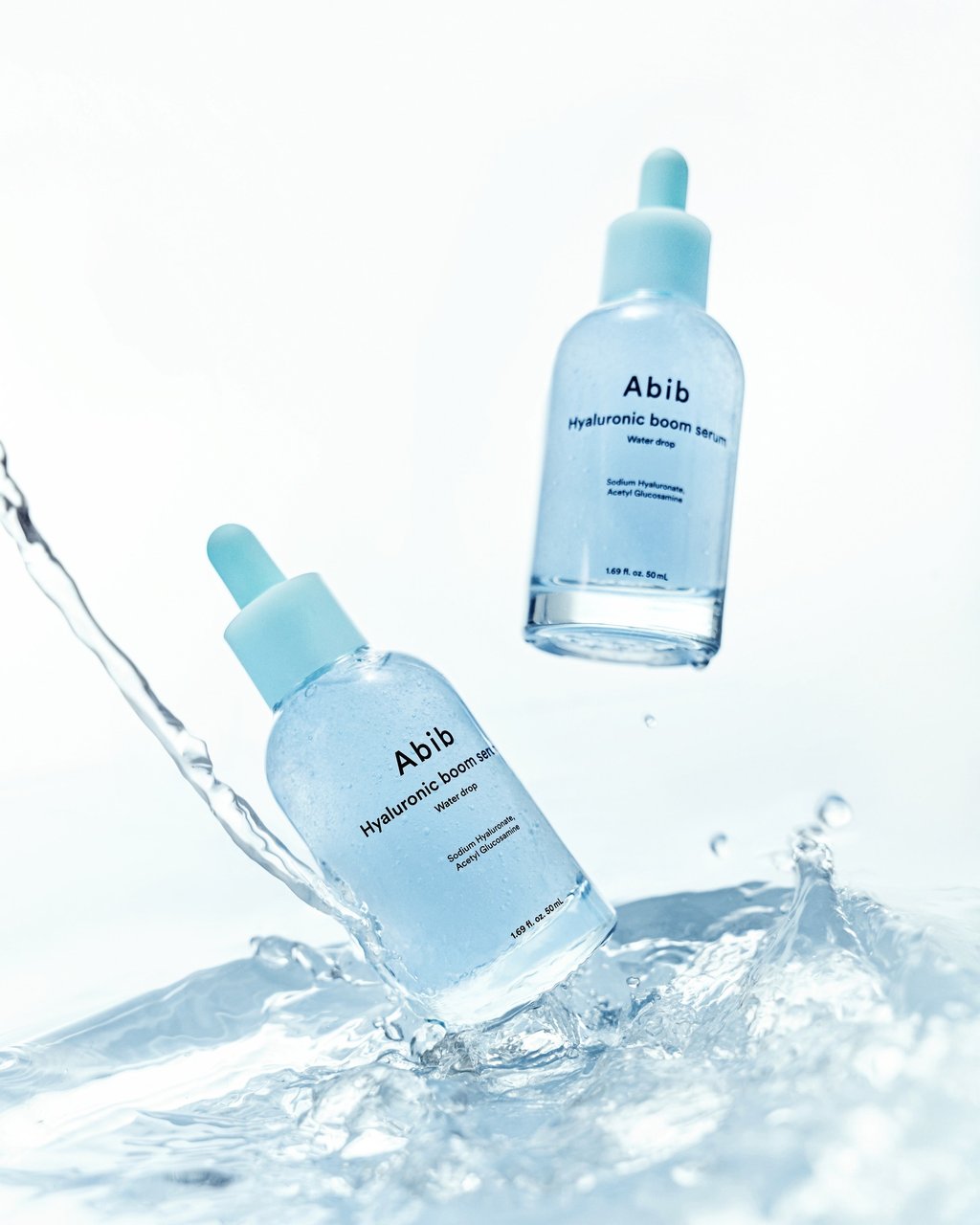 Abib（アビブ）ヒアルロニックブームセラムとクリームが並ぶ夏の保湿スキンケアライン。ひんやりみずみずしいテクスチャーで、角質層までうるおいを届ける新シリーズ。